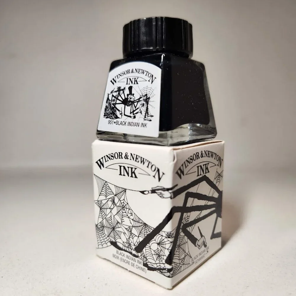 Winsor & Newton Drawing Indian Ink 14ml Bottle Black 951 Shimmer NEW Art Suppy